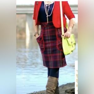 PLENTY by Tracy Reese Anthropologie wool blend tartan plaid skirt with pockets
